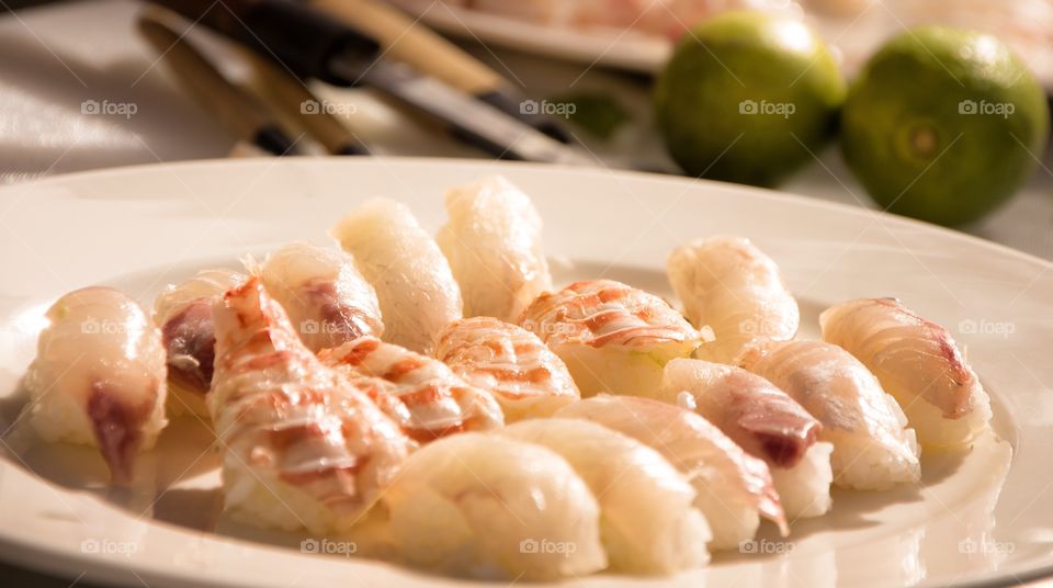 Close-up of sushi on plate