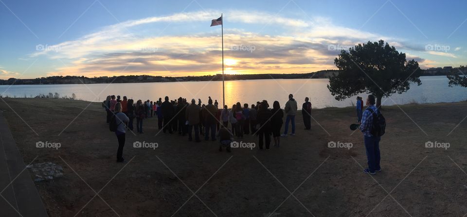 Sunset on the lake, flag retiring 