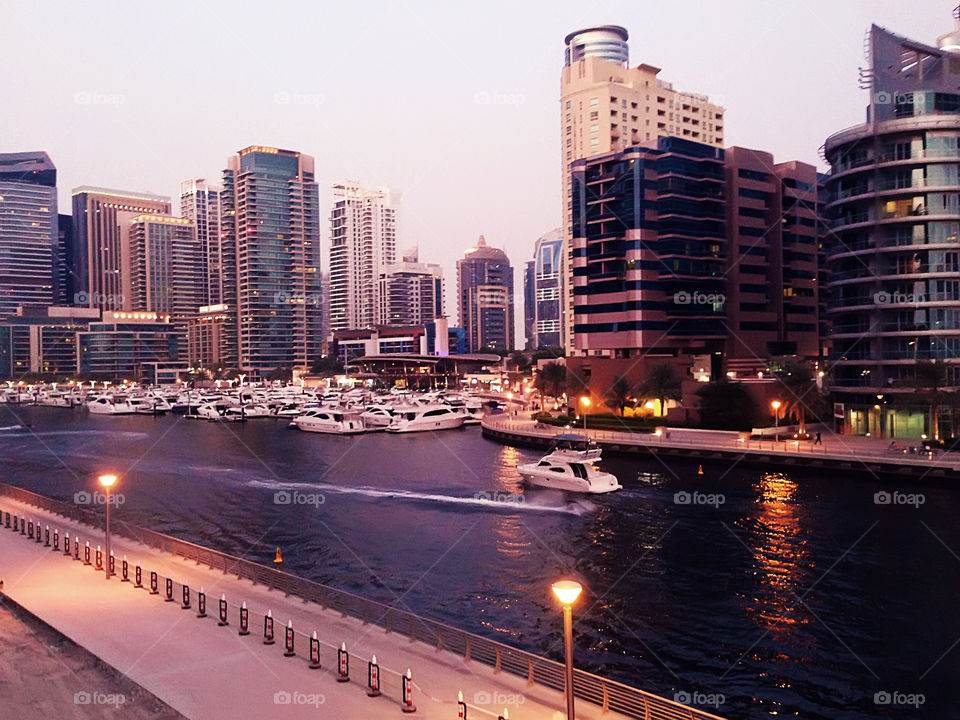Beautiful evening in Dubai marina UAE