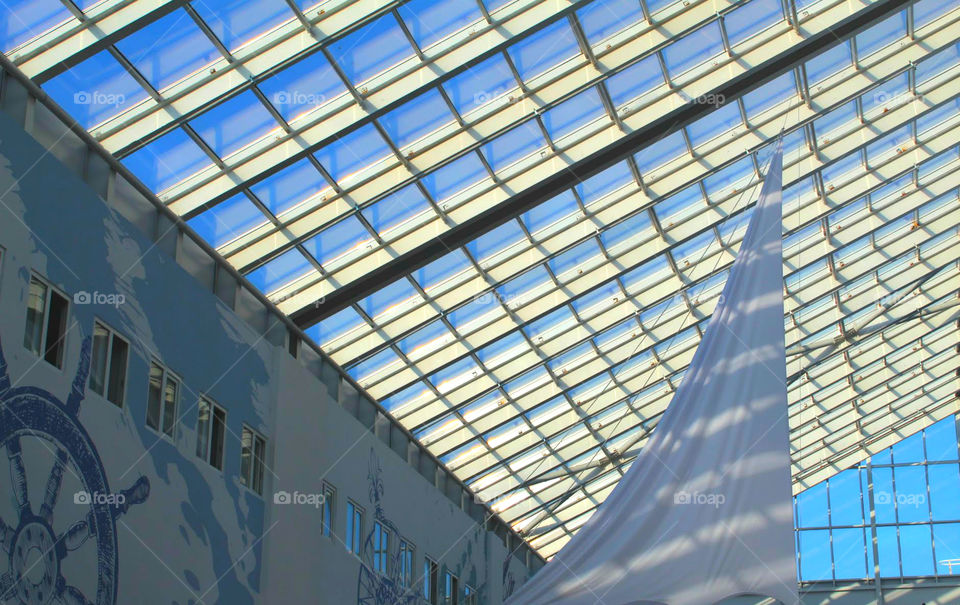 Glass roof in the seaport