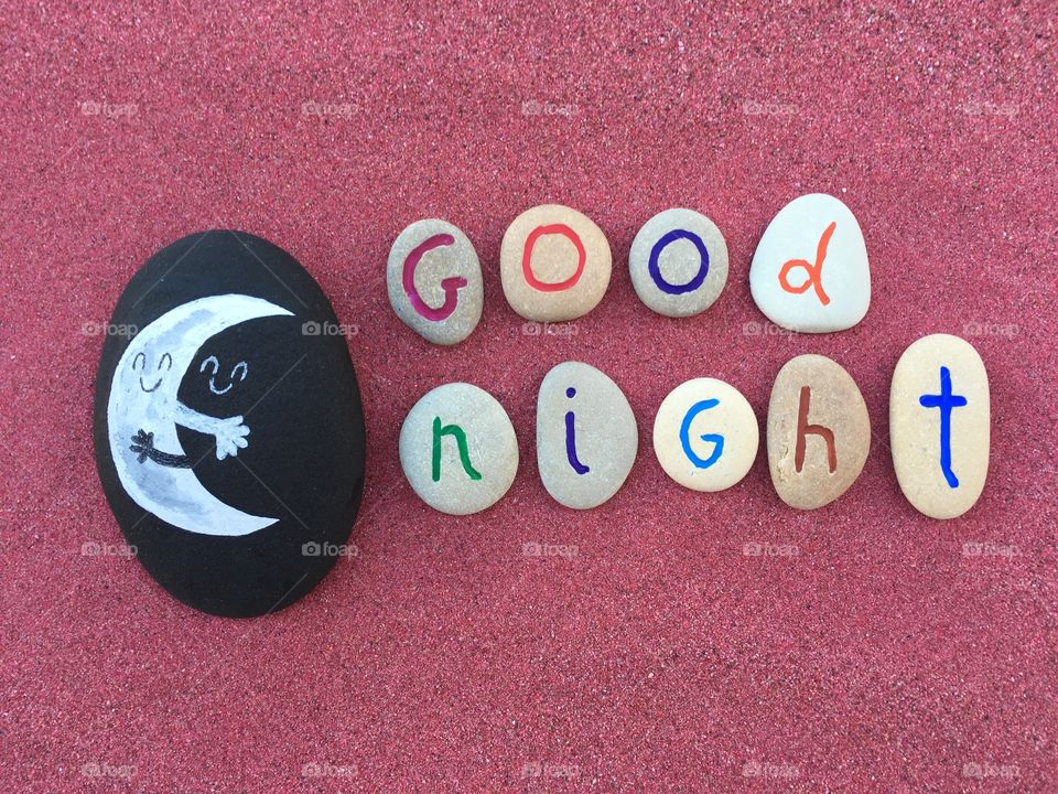 Good night message with stones composition