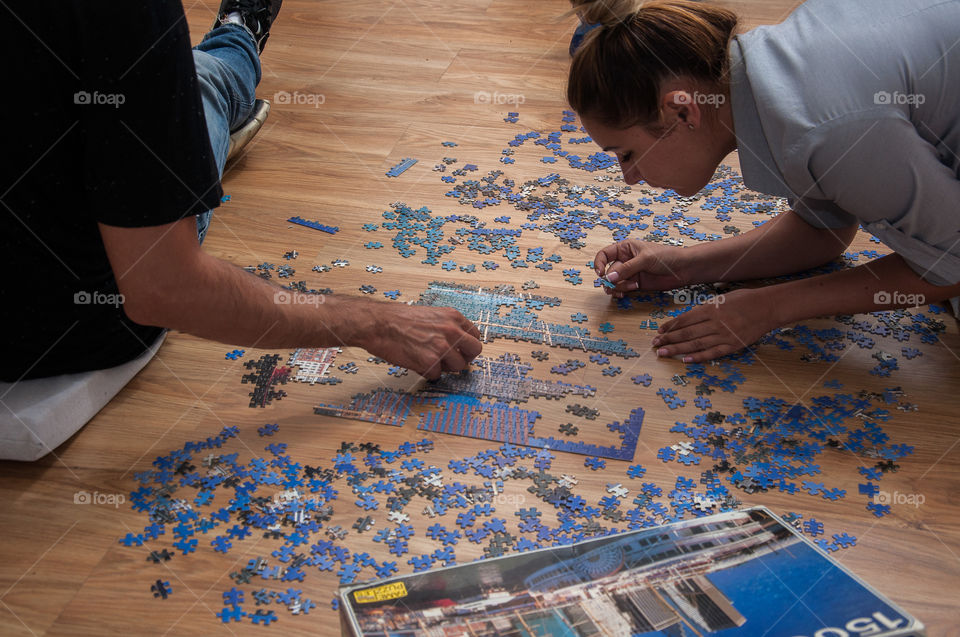 Working together on a puzzle