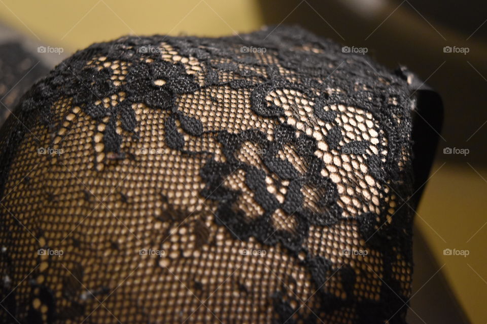 tan bra with black lace