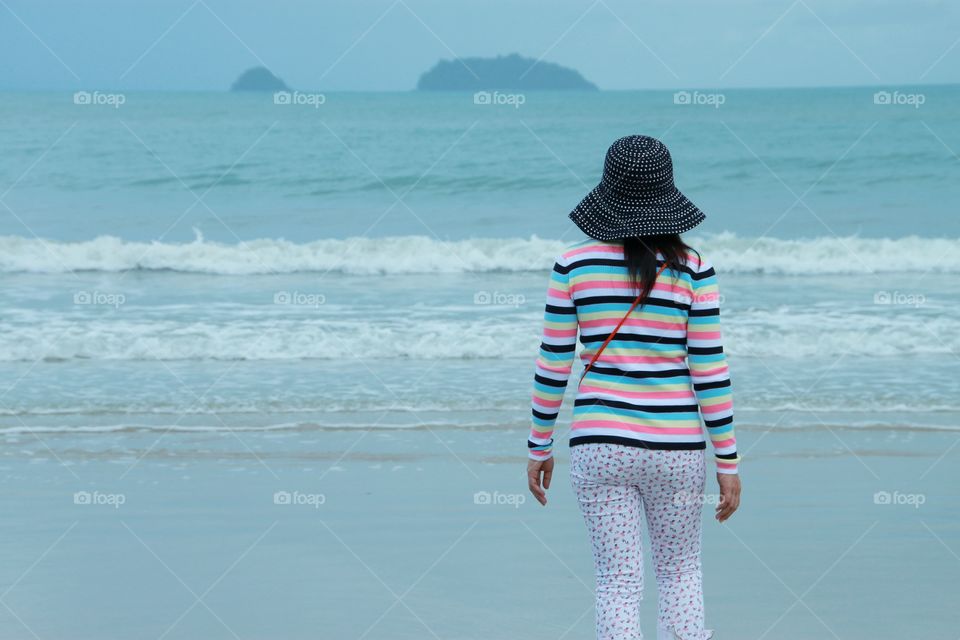 Relaxing on the beach.