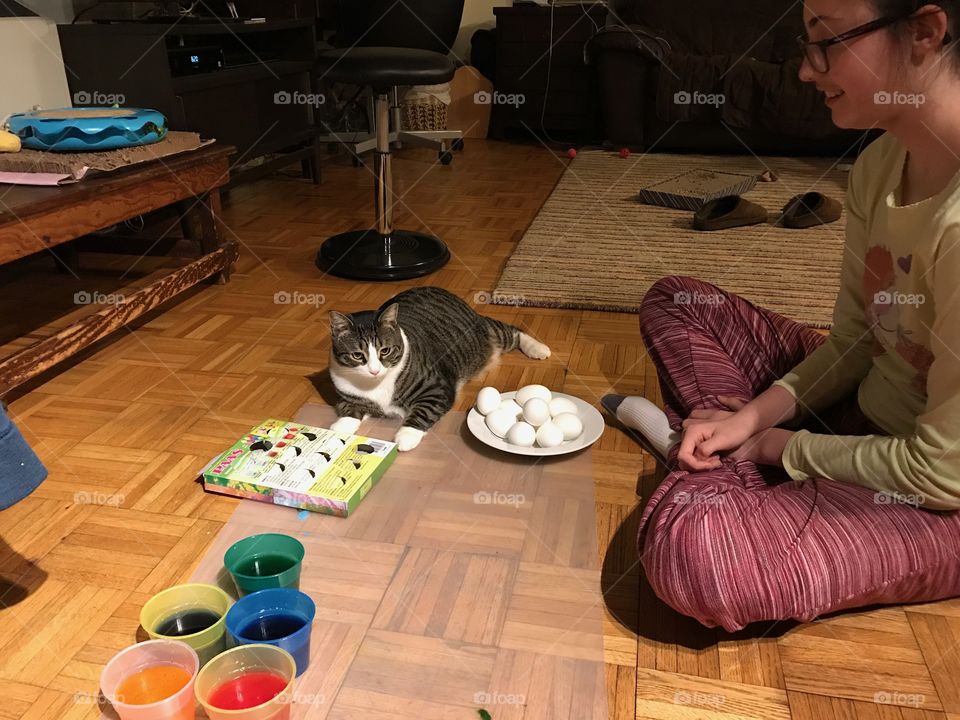 Getting ready to color eggs