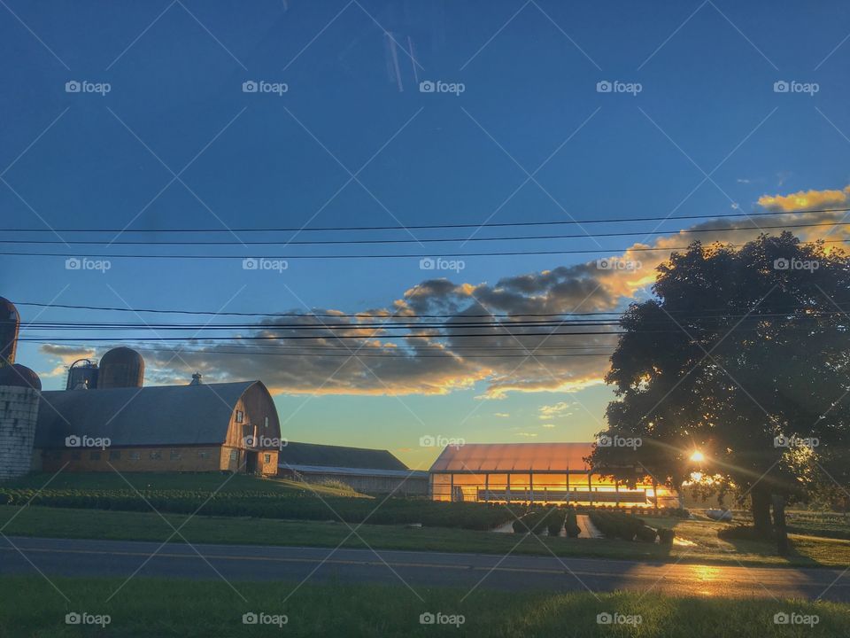 Sunset over the farm