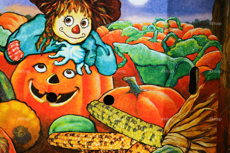 Festive Autumn Poster Decor. A very colorful poster that decorates the Pumpkin Patch entrance,