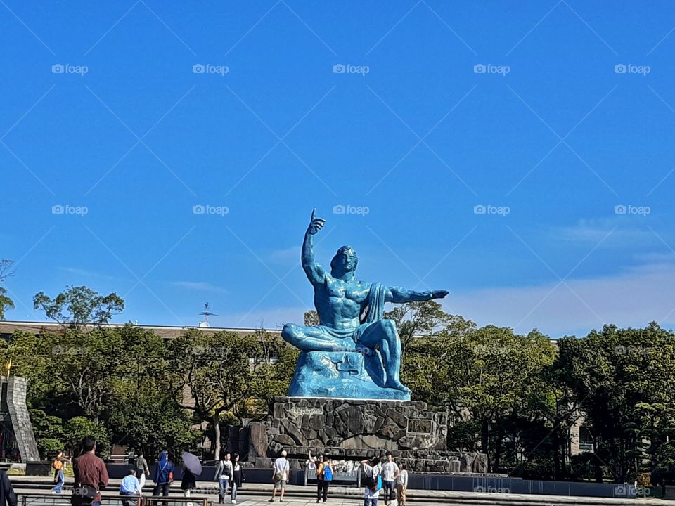peace statue Painted bronze statue surrounded by a pool & the site of an annual peace prayer ceremony.
in Nagasaki city japan