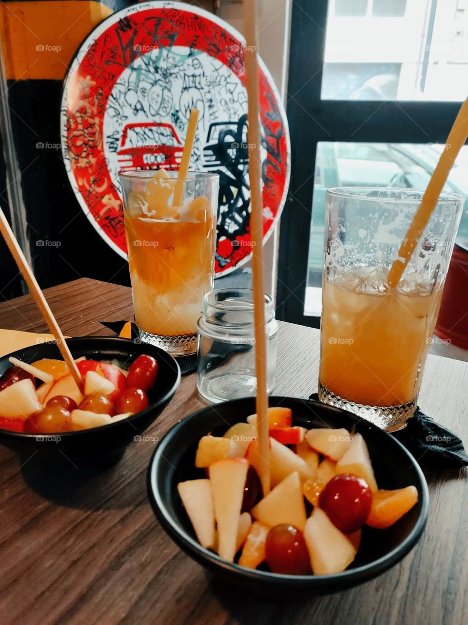 Colorful fruit aperitif.