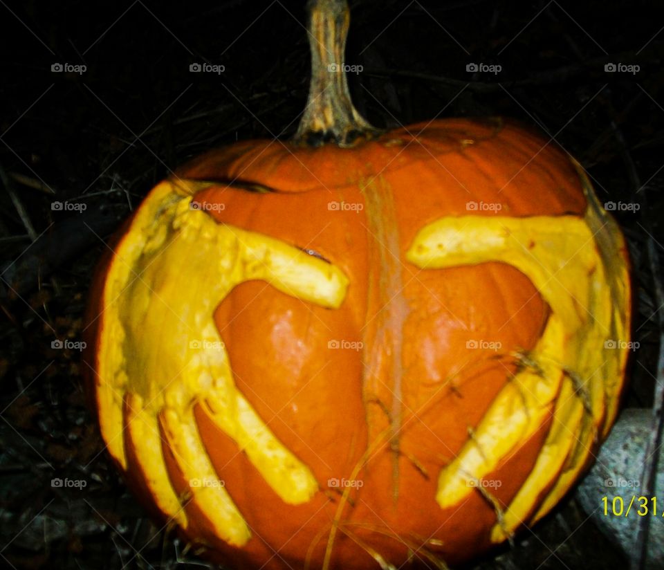 hand carved on pumpkin
