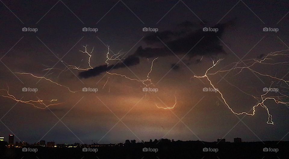 Lighting storm over Memphis Tennessee