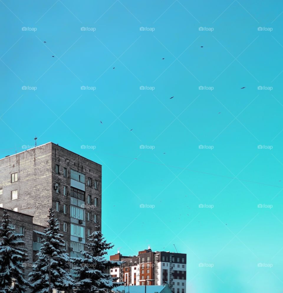 Blue sky and building