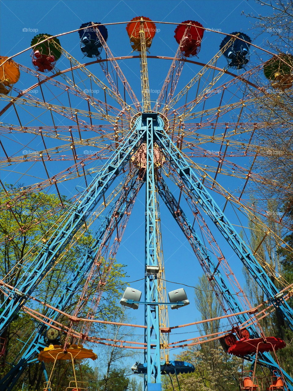 a Ferris wheel in the Victory Park, the city of Kiev, the spring of 2018