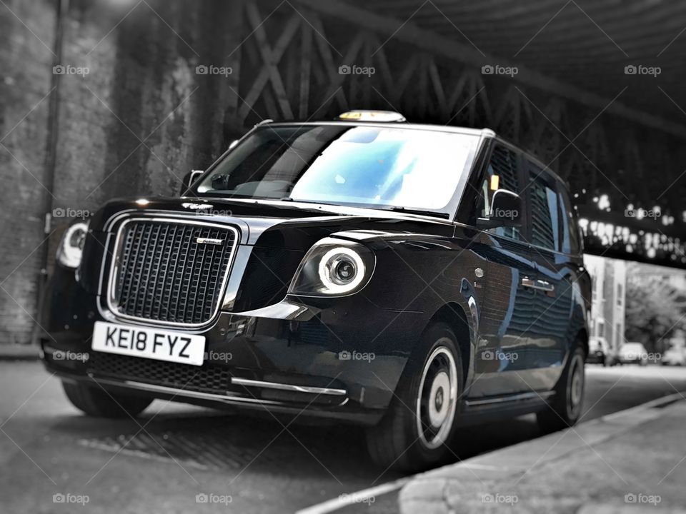 Electric London Taxi parked in a side street