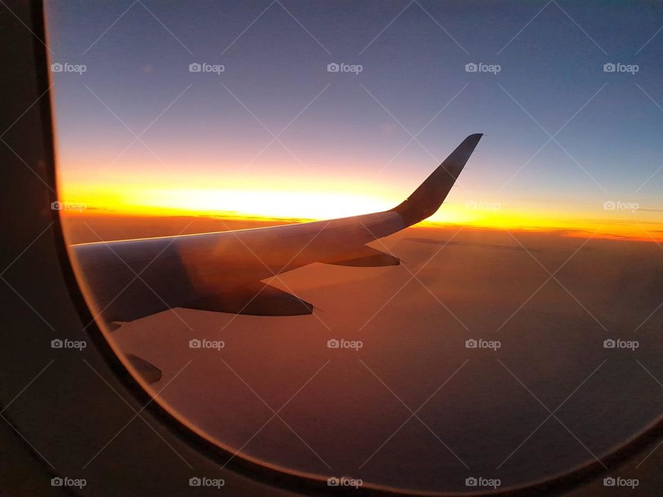 Sunrise#wing#sky#fly#window