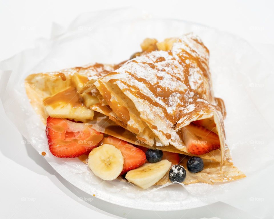 Crepes filled with fresh fruit
