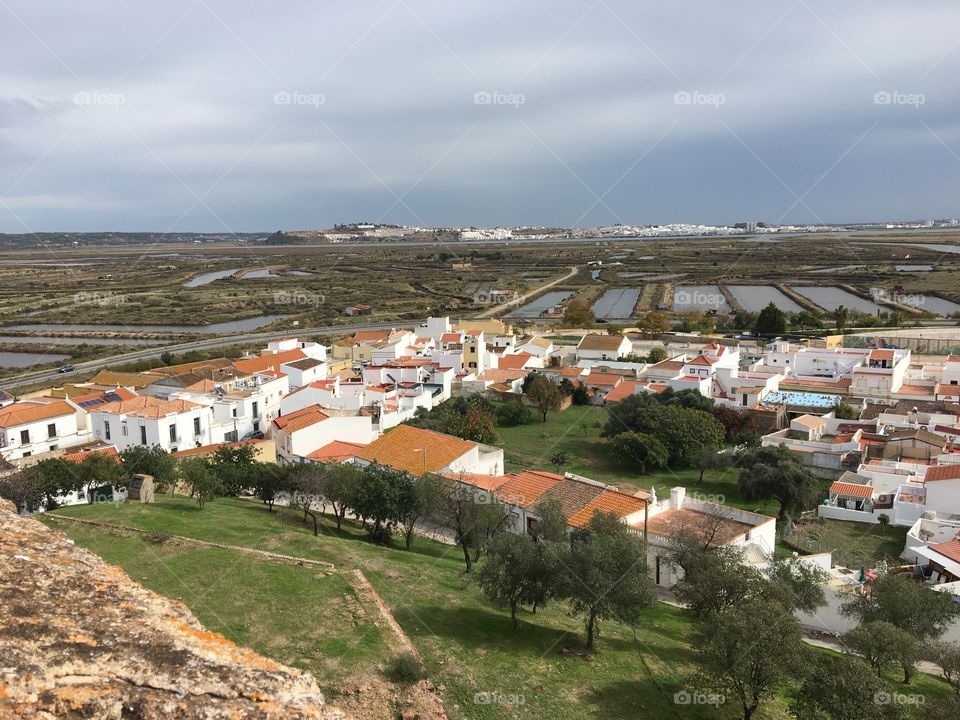 View on salt marshes from a medieval castle 