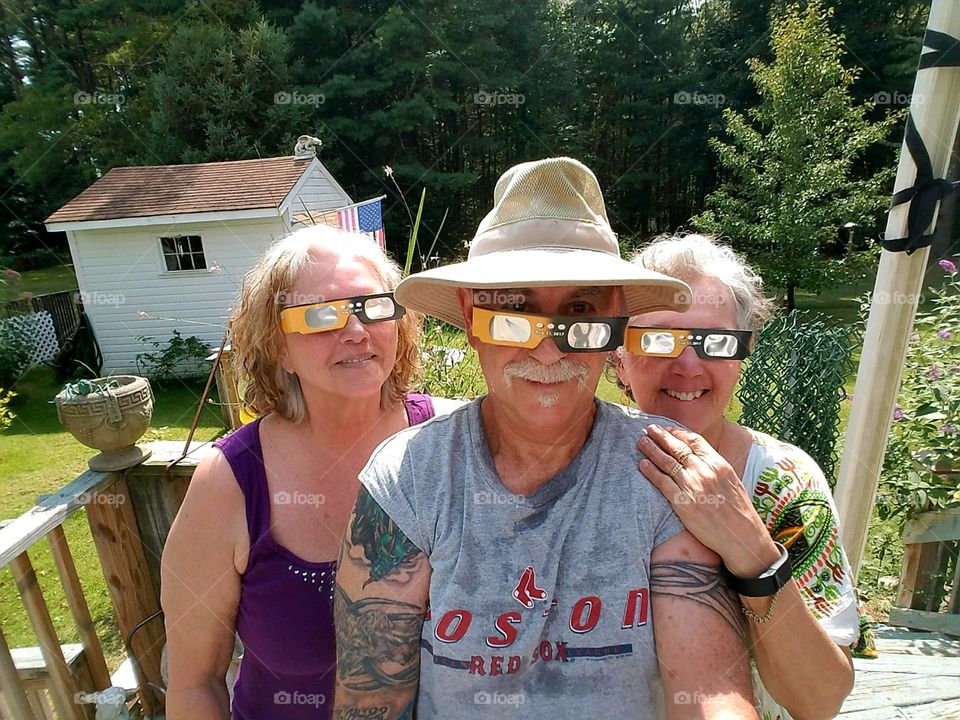 Total Eclipse of the Sun-People watching & happy.