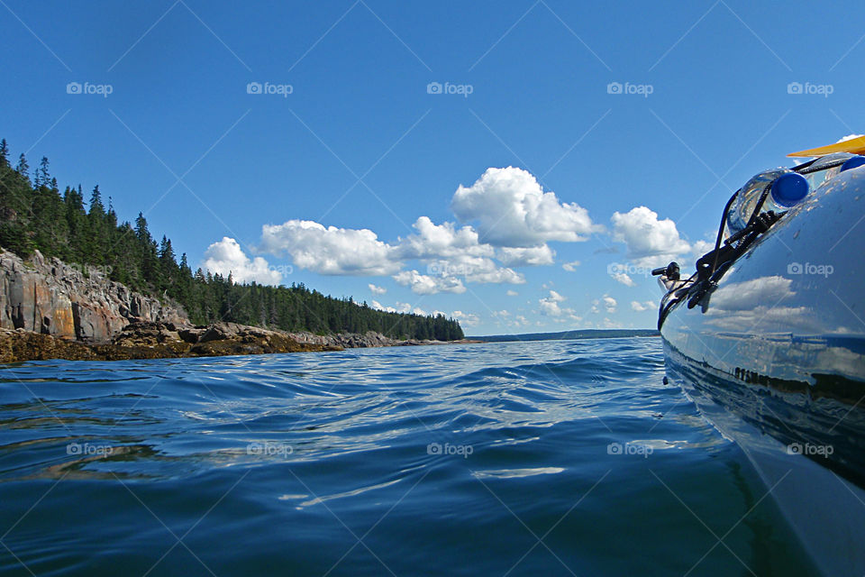 Paddling by Long Porcupine Island in Frenchman Bay Maine