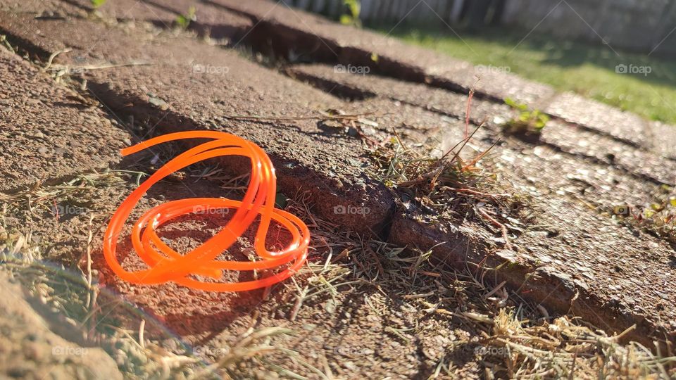 Plastic wire on bricks