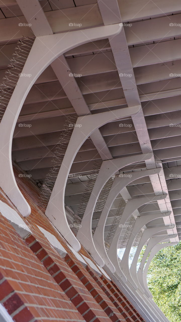 Roof supports on old train depot