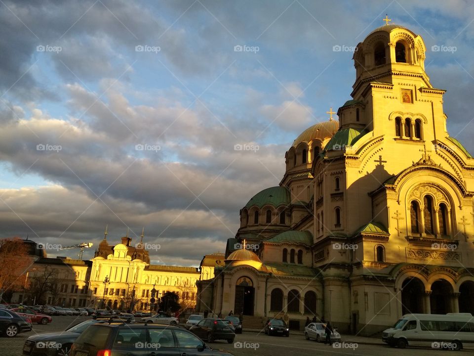 Old church in dramatic sky