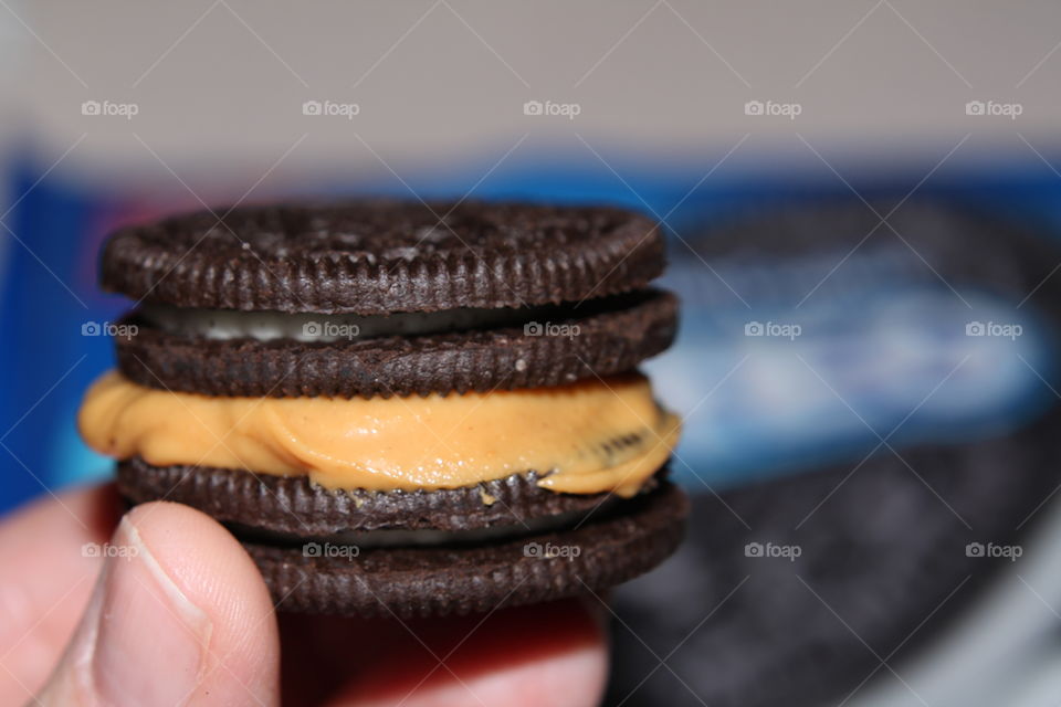 oreo in peanut butter
