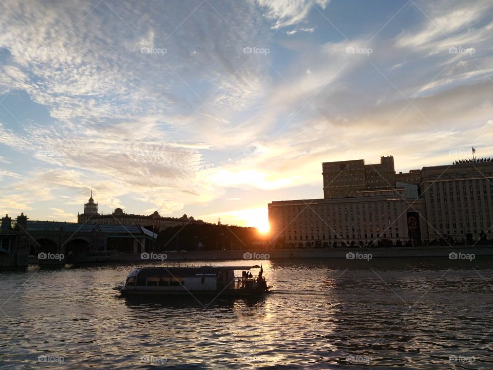 Moscow's river at sunset