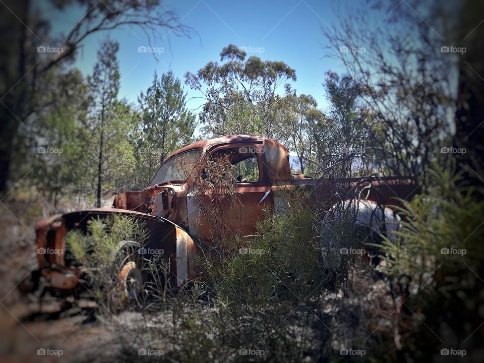 An old abandoned rusty FJ Holden