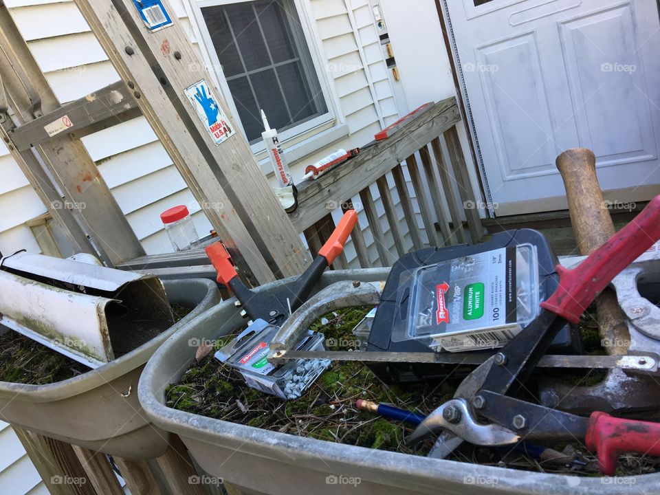 Helping fix gutters well before winter. Got to see what's wrong first.