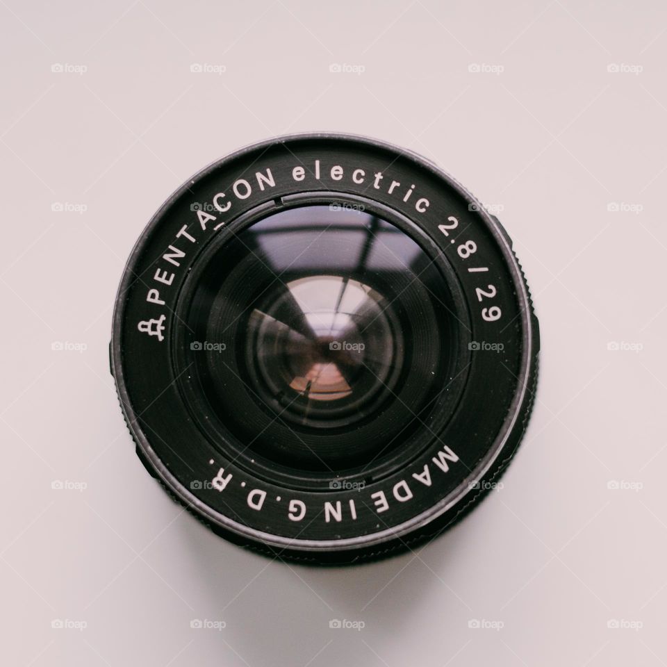 Vintage Pentacon lenses. Analog camera.