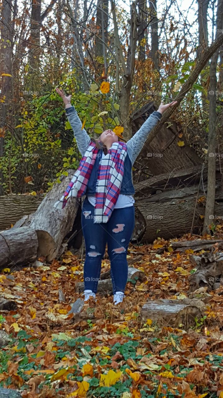 enjoying autumn in the forest