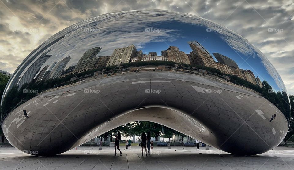 Chicago Skyline reflection in the Cloud Gate
