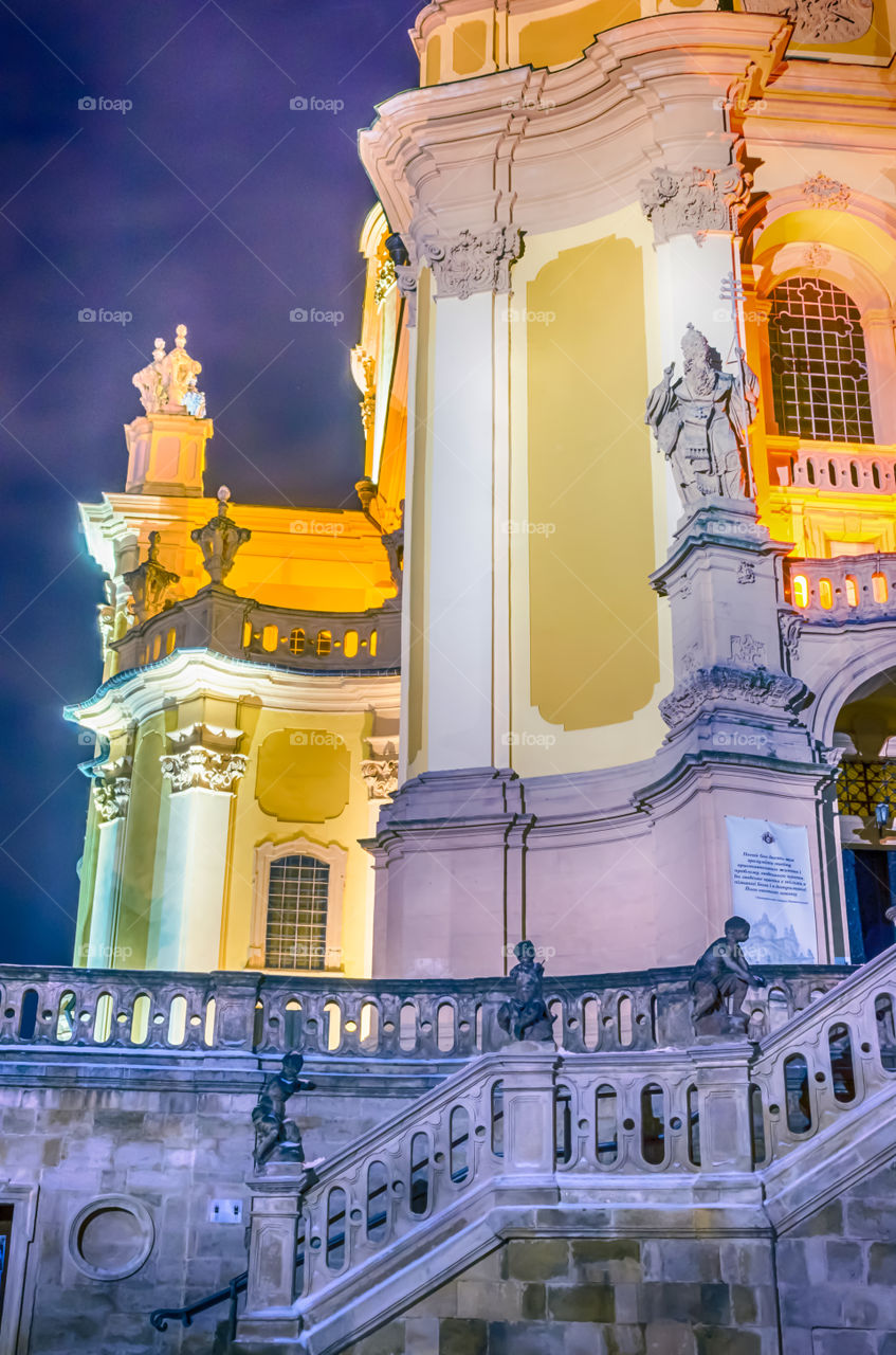 Night Lviv city scene