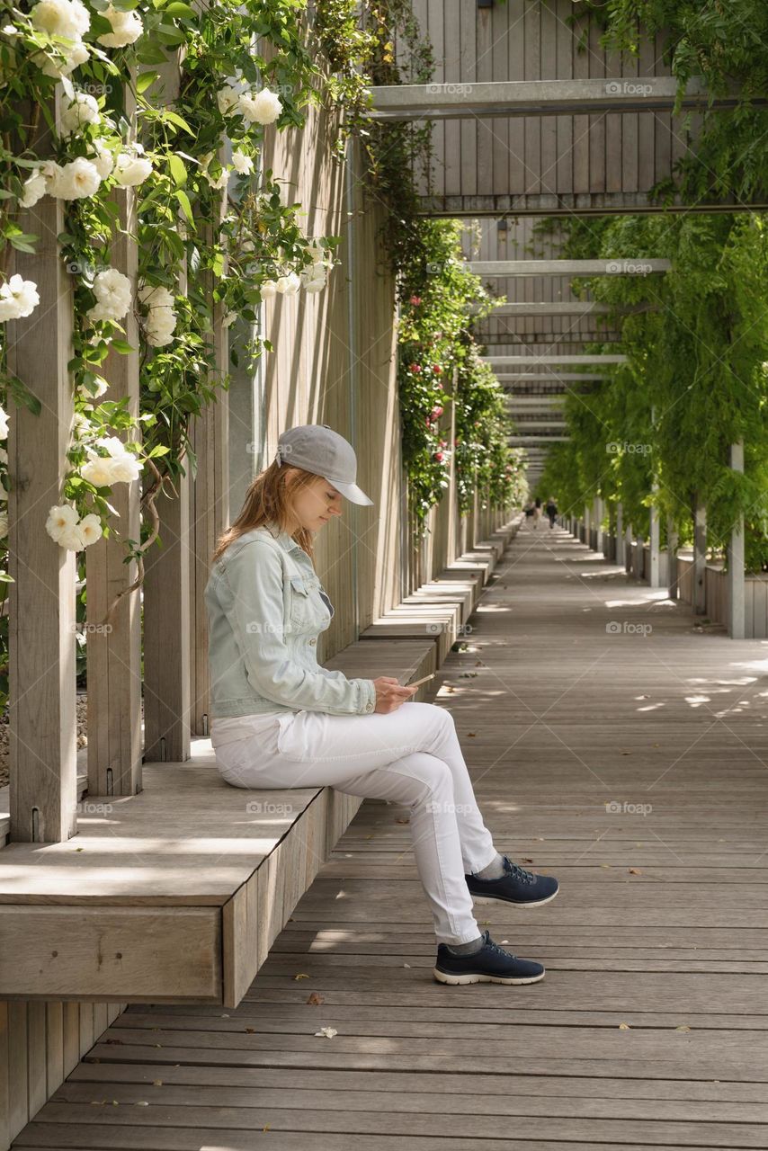 woman using smartphone