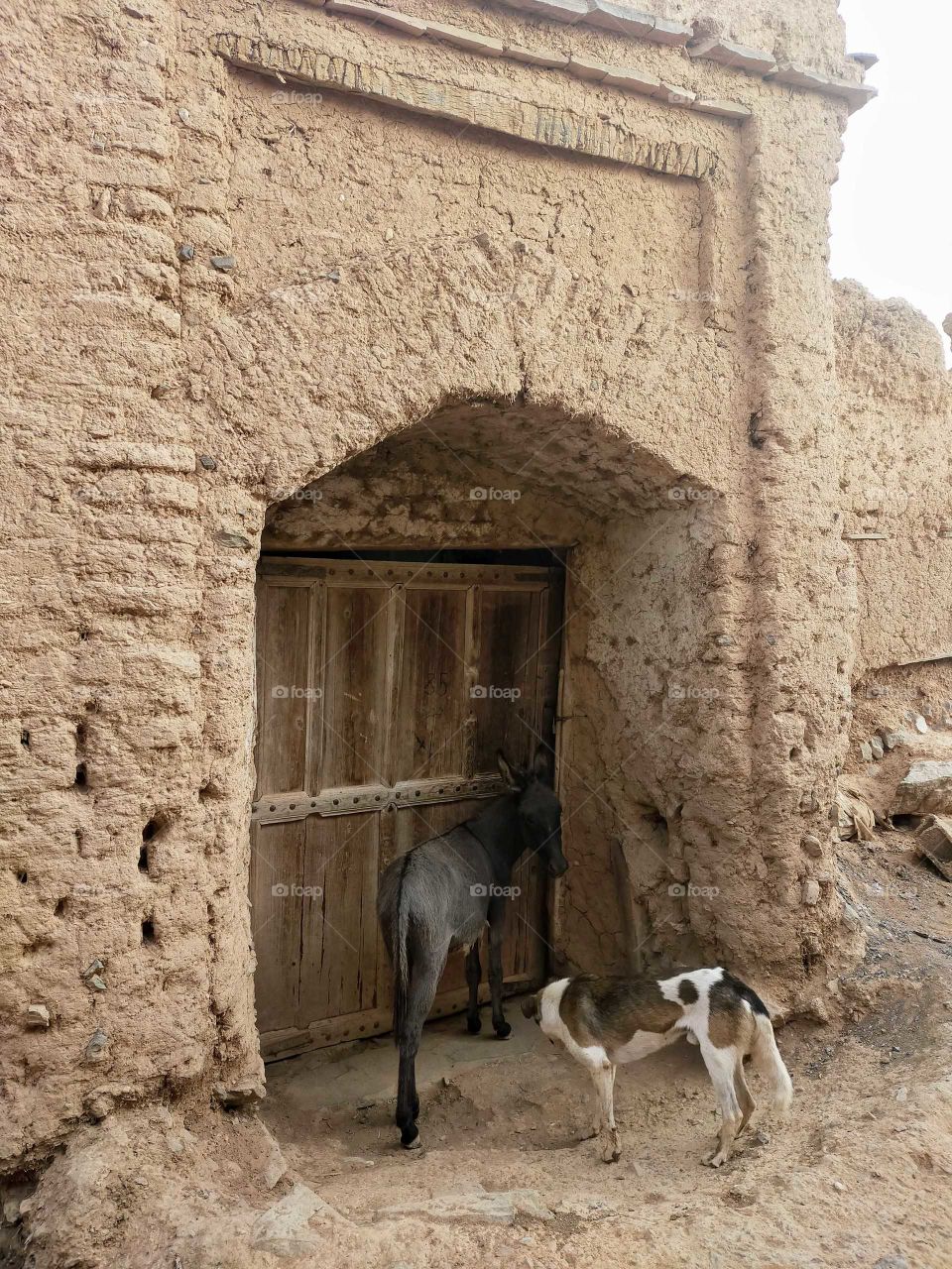 The door of an old house in Asrir village in the region of Goulimine Morocco