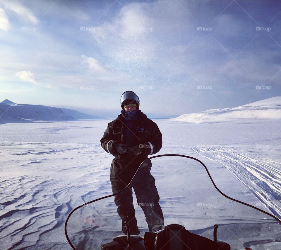 Snowmobiling in the Arctic Svalbard 