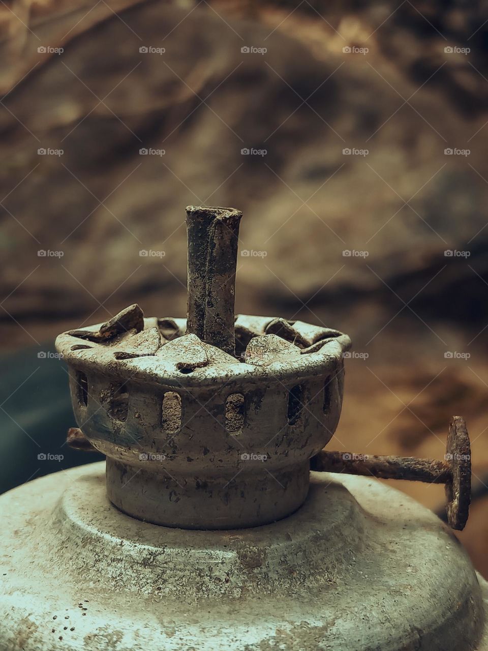 Retro vintage old oil lamp details close up  photography