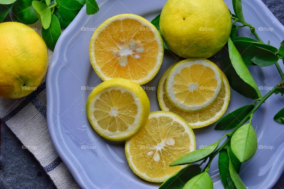 slices of sweet lemon in a plate