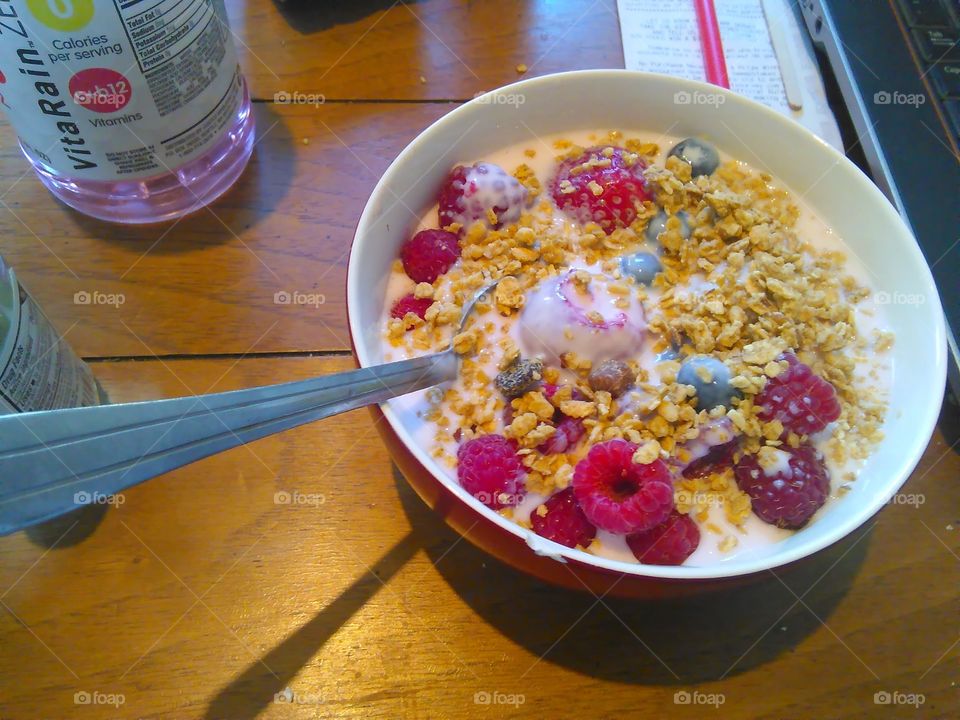a great breakfast with granola or grape nuts on top