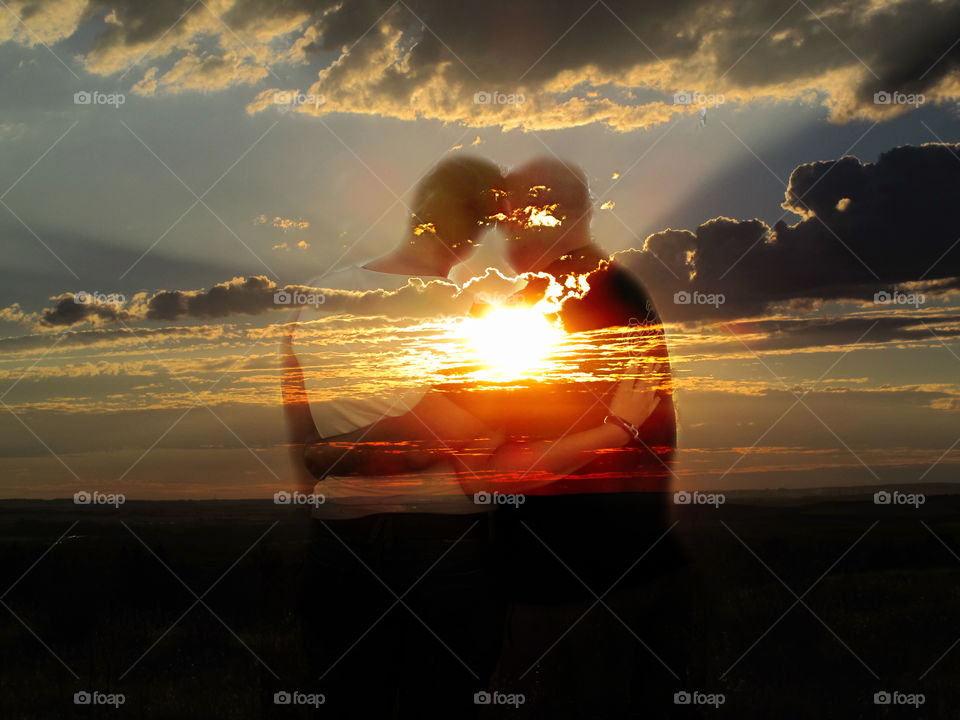 romántico atardecer