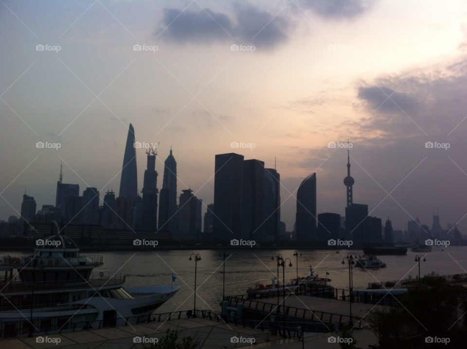 Shanghai skyline silhouette