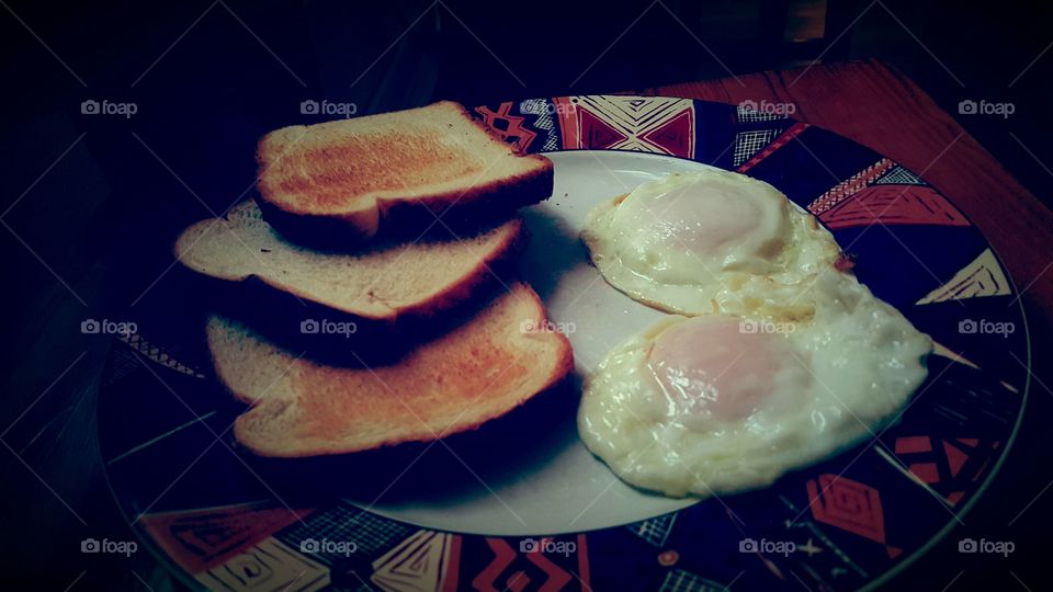Classic eggs and toasted sliced bread