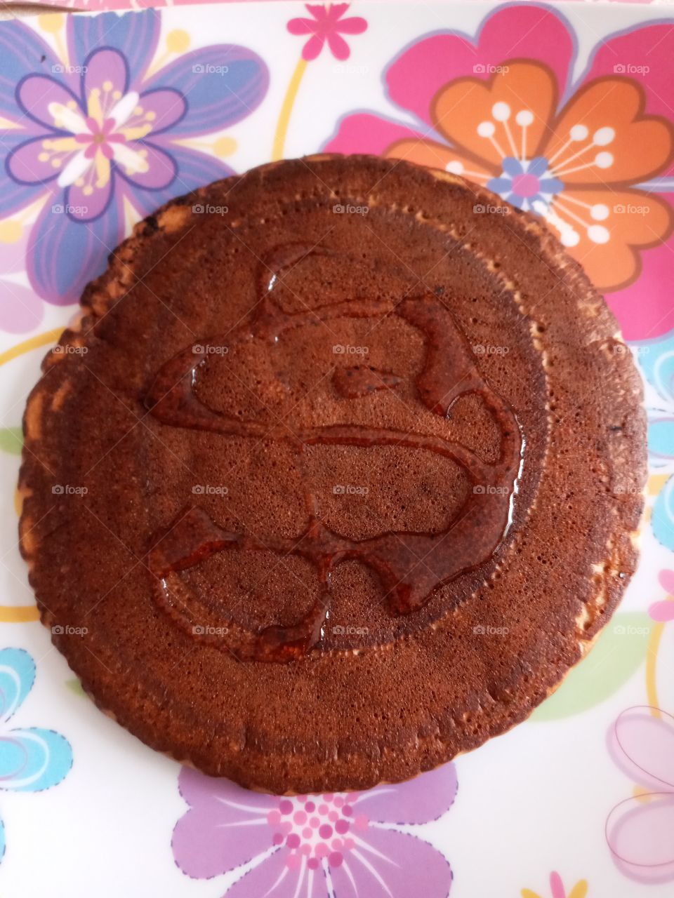 Panqueca con sirope de maple/Pancake with maple syrup