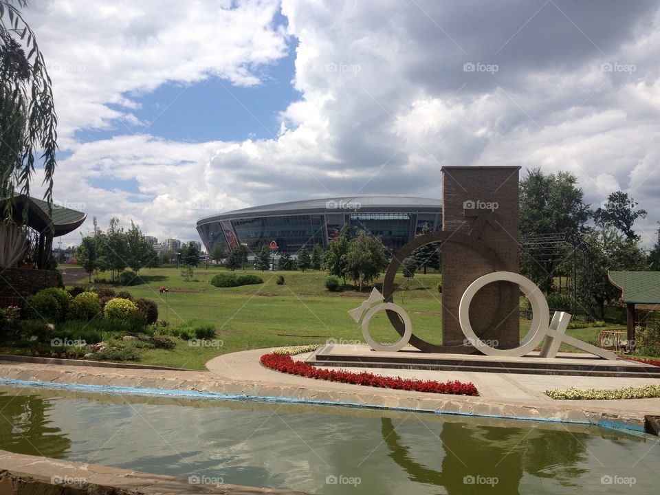 Donetsk stadium from the park view
Point