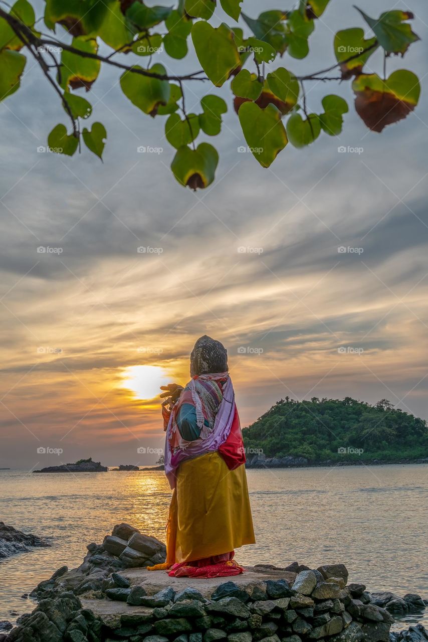 Beautiful sunset scene on Thailand beach