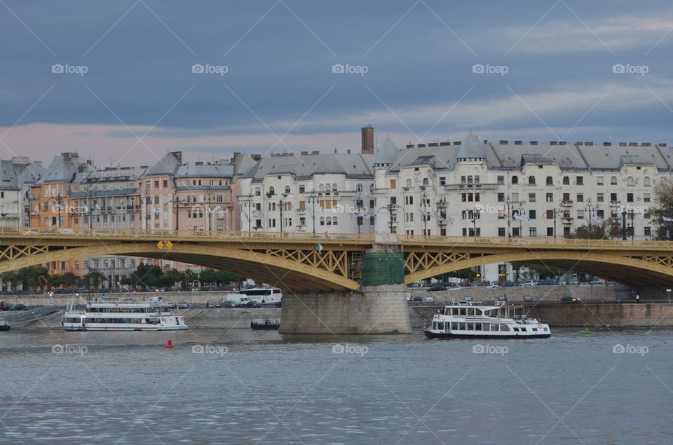Budapest, cityscape with a bridge over the Danube river
