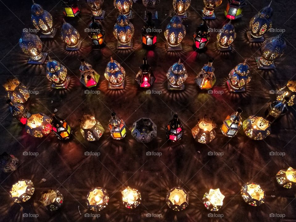 Moroccan lanterns in the nights of marrakech