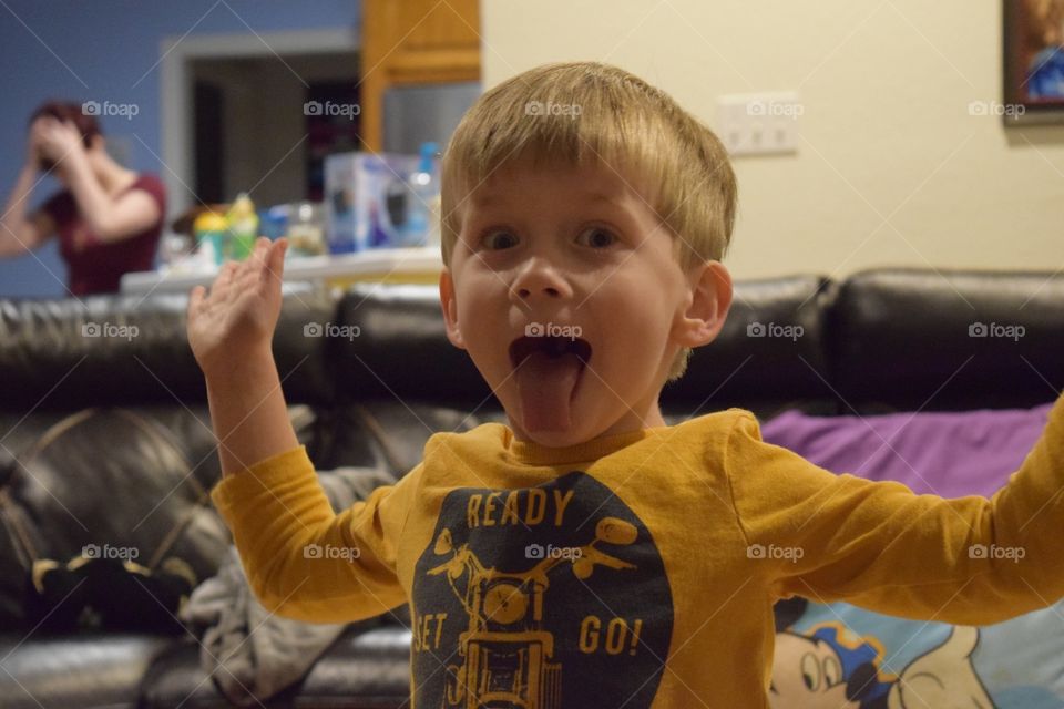 Little boy being silly for the camera