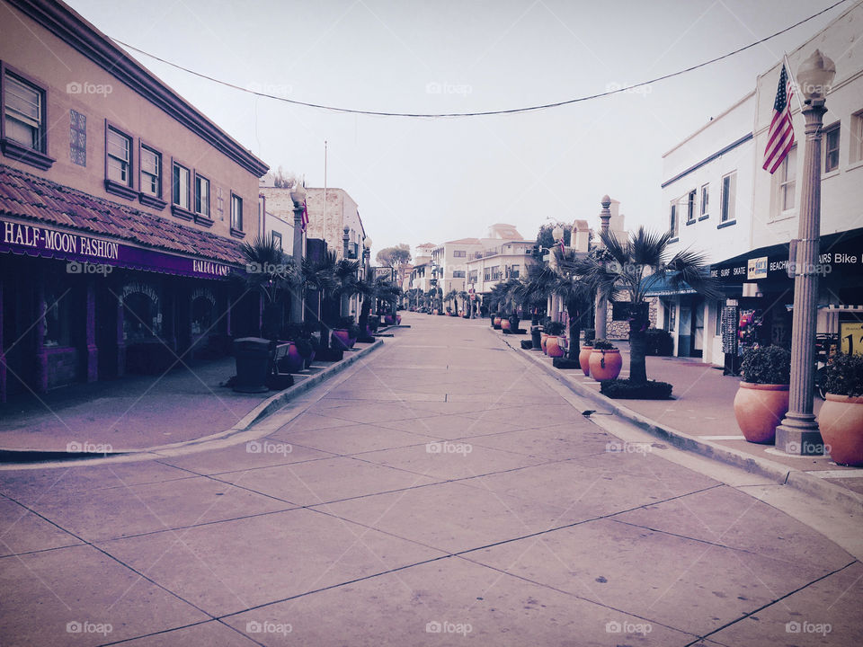 Ocean-Side Town Scene, California